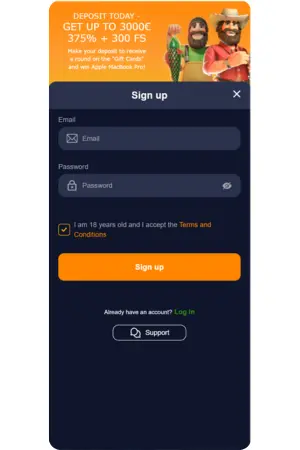 Registration screen